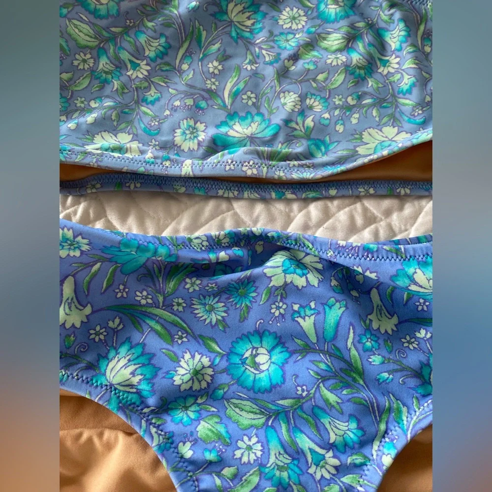 J. Crew Blue Floral One-Shoulder Kids Bikini